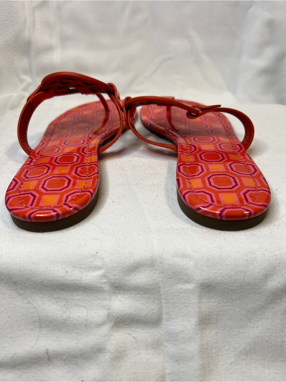 NWOT Tory Burch Patent Leather Miller Sandal. Pink & Orange. Women’s size 7.5 - Picture 4 of 7